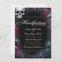 Gothic Skull & Roses Purple Black Handfasting 招待状