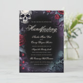 Gothic Skull & Roses Purple Black Handfasting 招待状 (スタンド正面)