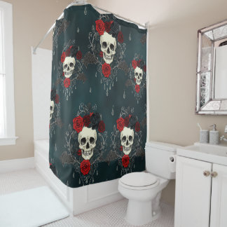 Gothic Skull & Roses Shower Curtain シャワーカーテン