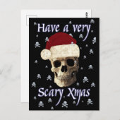 Gothic Skull Scary Christmas Quirky Xmas Hat Funny ポストカード (正面/裏面)