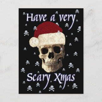 Gothic Skull Scary Christmas Quirky Xmas Hat Funny ポストカード