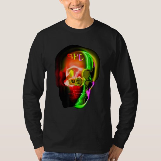 Gothic Skull Skeleton Abstract Art Tシャツ (正面)