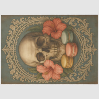 Gothic Skull With Macarons Decoupage 薄葉紙