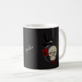 Gothic Skull With Rose And Raven Personalized コーヒーマグカップ (正面右)