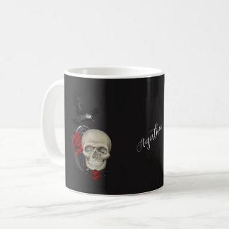 Gothic Skull With Rose And Raven Personalized コーヒーマグカップ