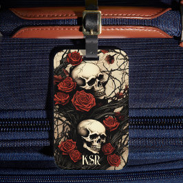 Gothic Skulls and Red Roses ラゲッジタグ