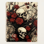 Gothic Skulls and Red Roses Monogram プランナー手帳 (正面)