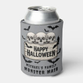 Gothic Skulls Bats Happy Halloween Beer Koozie 缶クーラー (缶正面)