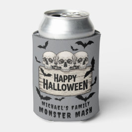 Gothic Skulls Bats Happy Halloween Beer Koozie 缶クーラー