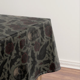 Gothic Skulls, Crows & Roses Pattern テーブルクロス