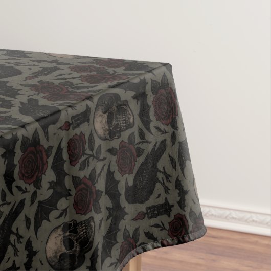 Gothic Skulls, Crows & Roses Pattern テーブルクロス (インサイチュ)
