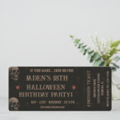 Gothic Skulls Dark Halloween Birthday Party Ticket 招待状 (スタンド正面)
