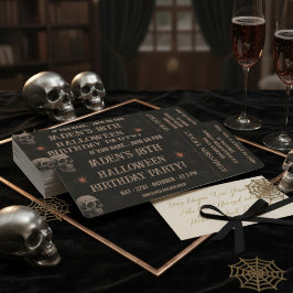 Gothic Skulls Dark Halloween Birthday Party Ticket 招待状