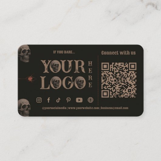 Gothic Skulls Dark Halloween Ticket Business Cards 名刺 (正面)