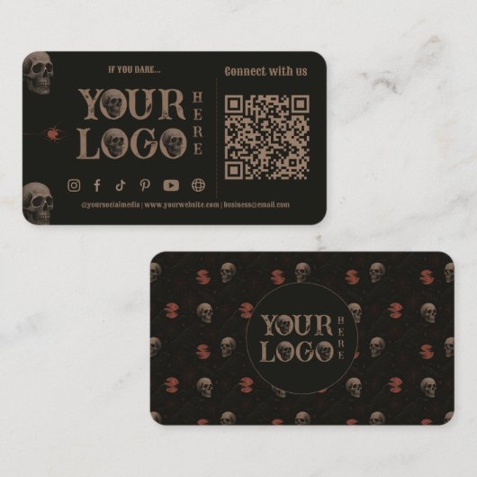 Gothic Skulls Dark Halloween Ticket Business Cards 名刺 (正面/裏面)
