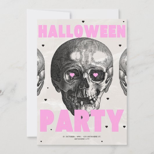 Gothic Skulls Halloween Party Invitation  招待状 (正面)