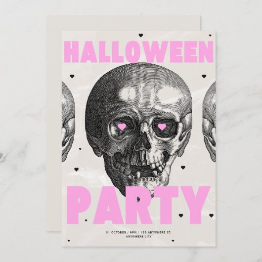 Gothic Skulls Halloween Party Invitation  招待状 (正面/裏面)