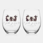 Gothic Skulls & Roses Til Death Wedding ステムなしワイングラス (正面)