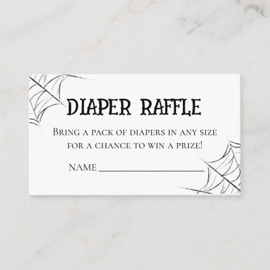 Gothic Spiderweb Diaper Raffle Baby Shower Insert  エンクロージャーカード (正面)
