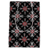 Gothic Spooky Christmas snowflakes ミディアムペーパーバッグ (裏面)