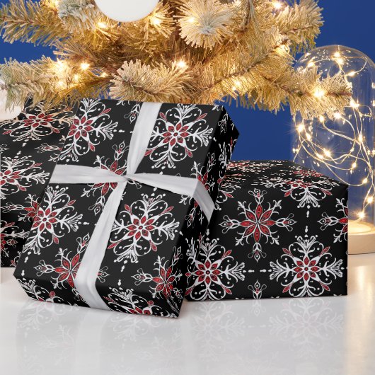 Gothic Spooky Christmas snowflakes ラッピングペーパー (クリスマス)