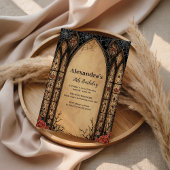 Gothic Stained Arch Rose Birthday 招待状