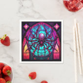 Gothic Stained Glass Skull Spider スタンダードカクテルナプキン (インサイチュ)