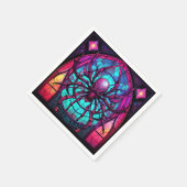 Gothic Stained Glass Skull Spider スタンダードカクテルナプキン (角)