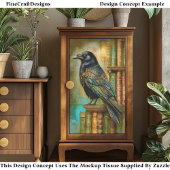 Gothic/Steampunk Raven With Antique Books ET5L 薄葉紙