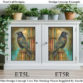 Gothic/Steampunk Raven With Antique Books ET5L 薄葉紙