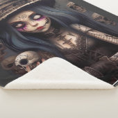 Gothic Steampunk Skull Girl – Dark Fantasy Cozy シェルパブランケット (3/4)