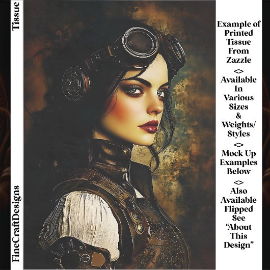 Gothic Steampunk Woman, Industrial EH9R Decoupage 薄葉紙