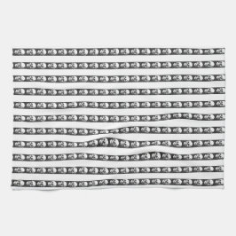 Gothic striped pattern with skulls キッチンタオル