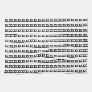 Gothic striped pattern with skulls キッチンタオル