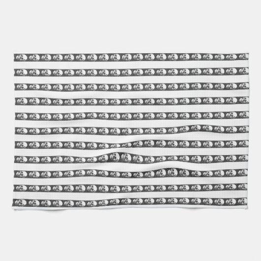 Gothic striped pattern with skulls キッチンタオル (横)