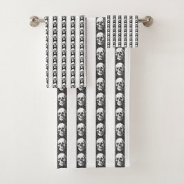 Gothic striped pattern with skulls バスタオルセット