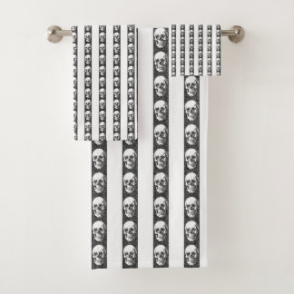 Gothic striped pattern with skulls バスタオルセット