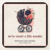 Gothic Stroller Halloween Baby Shower  スクエアペーパーコースター (正面)