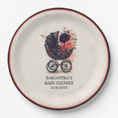 Gothic Stroller Vintage Halloween Baby Shower  ペーパープレート (正面)