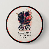 Gothic Stroller Vintage Halloween Baby Shower  缶バッジ (正面)