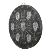 Gothic Sugar Skull and Grey Geometric Pattern ダーツボード (正面右)