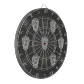 Gothic Sugar Skull and Grey Geometric Pattern ダーツボード (正面左)