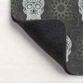 Gothic Sugar Skull and Grey Geometric Pattern マウスパッド (コーナー)