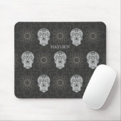 Gothic Sugar Skull and Grey Geometric Pattern マウスパッド (マウス)