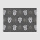 Gothic Sugar Skull and Grey Geometric Pattern 薄葉紙 (正面)