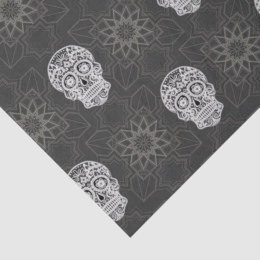 Gothic Sugar Skull and Grey Geometric Pattern 薄葉紙 (詳細)