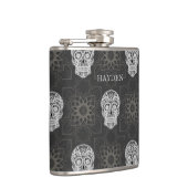 Gothic Sugar Skull and Grey Geometric Personalised フラスク (右)