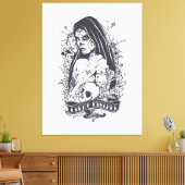 Gothic Sugar Skull Woman Tattoo Art キャンバスプリント (インサイチュ (リビング))