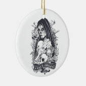 Gothic Sugar Skull Woman Tattoo Art セラミックオーナメント (右)