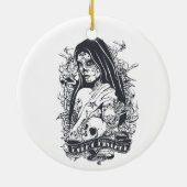 Gothic Sugar Skull Woman Tattoo Art セラミックオーナメント (裏面)